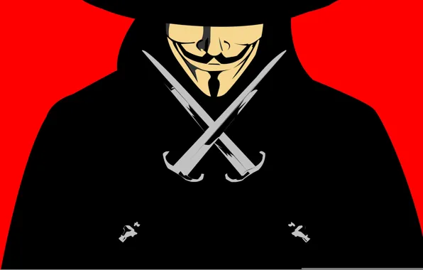 Picture mask, daggers, v for vendetta, guy Fawkes, in vendetta, mask, daggers, Guy Fawkes