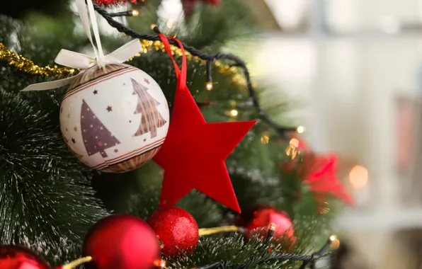 Balls, tree, New Year, Christmas, merry christmas, decoration, xmas, holiday celebration