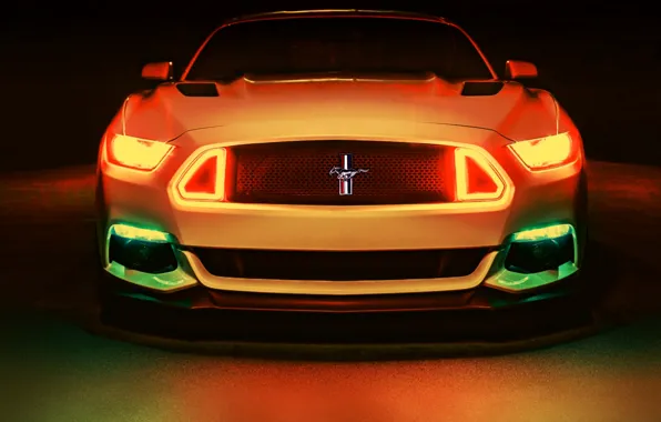 Auto, light, background, tuning, Mustang