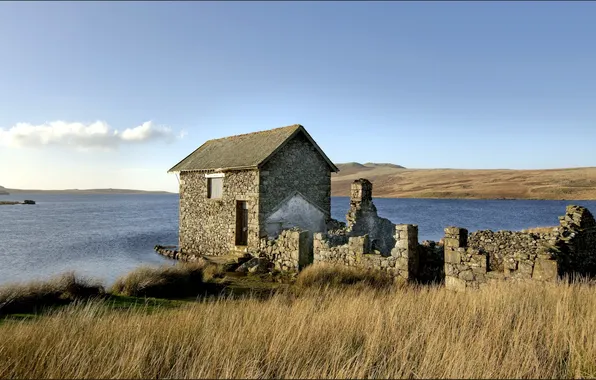 Landscape, lake, home