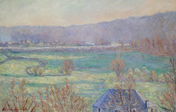 Landscape, picture, Blanche Monet, Blanche Hoschede-Monet, Blue House on the Outskirts of Giverny