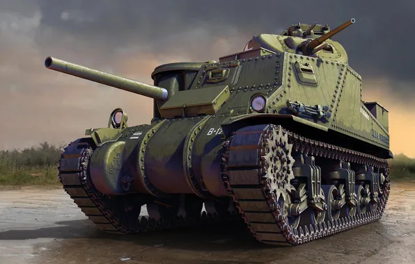 Wallpaper US Army, M3 Lee, American medium tank, with riveted housing