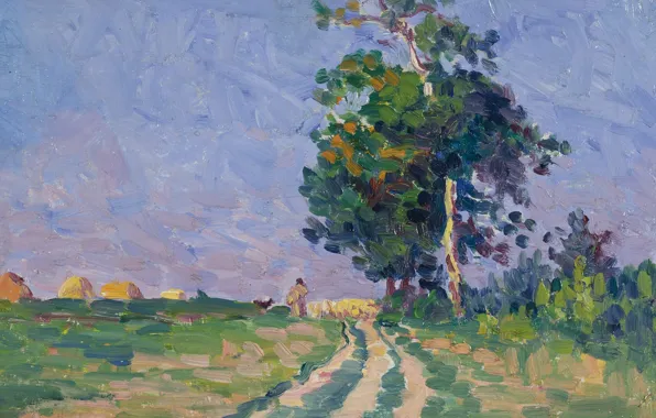 Picture landscape, picture, 1905, Fauvism, Maximilien Luce, Maximilien Luce, Shepherd with Flack on the Road in …