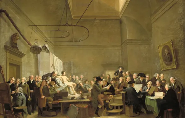 Oil, picture, genre, Adriaan de Lelie, Art Studio in Amsterdam, Adrian De Leli