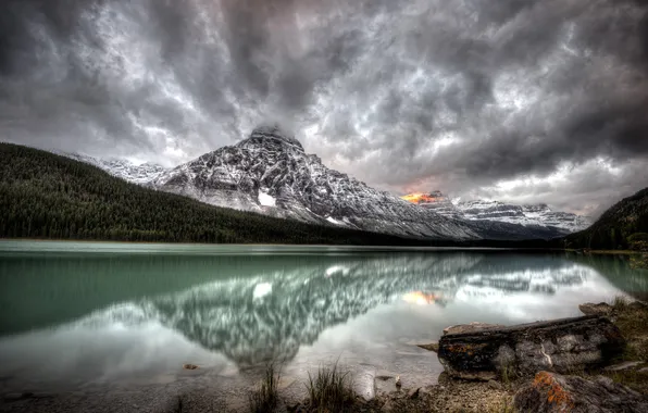 Landscape, mountains, lake