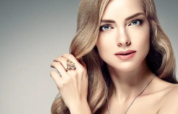 Picture look, girl, face, portrait, hands, makeup, ring, hairstyle