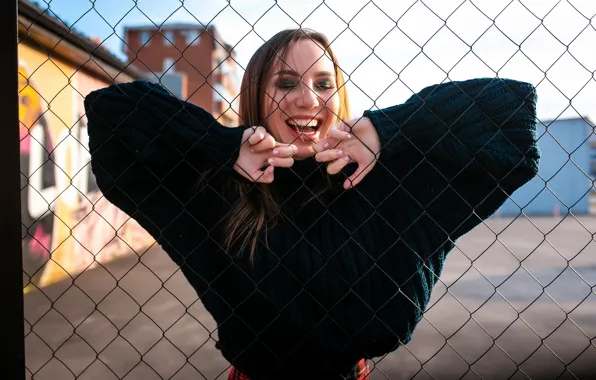 Girl, pose, mood, hands, makeup, sweater, netting, Igor Deakin