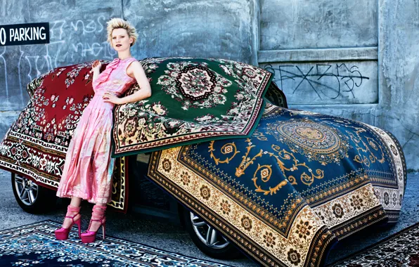 Dress, actress, hairstyle, blonde, shoes, car, photoshoot, carpets