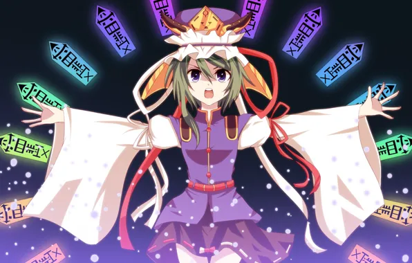 Lights, magic, hat, characters, spell, priestess, witchcraft, green hair