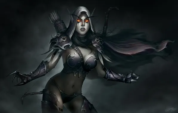 Picture girl, armor, world of warcraft, pointy ears, sylvanas windrunner