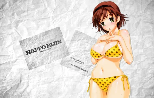 Swimsuit, look, girl, paper, background, texture, Zettai Shougeki, natsume honma