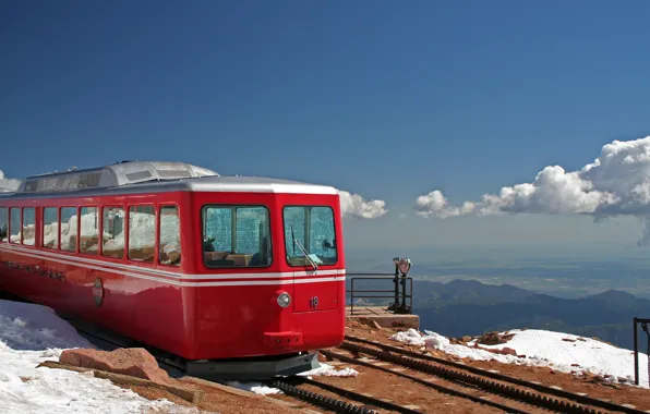 Landscape, mountains, transport, train