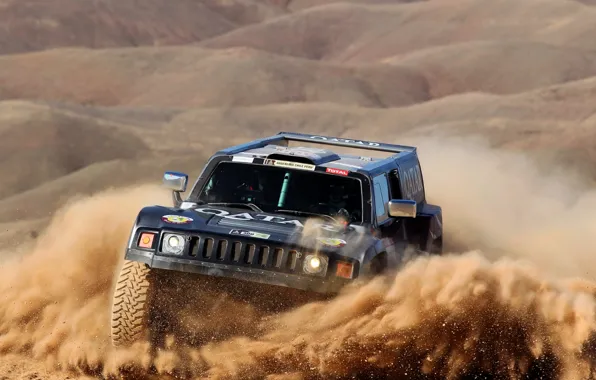 Sand, Black, Sport, Race, Rally, Dakar, SUV, The front