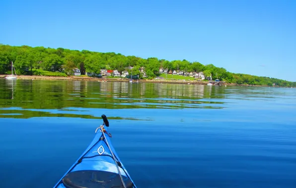 Picture summer, coast, home, kayak