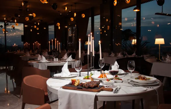 Design, style, interior, the evening, candles, lighting, restaurant, the hotel