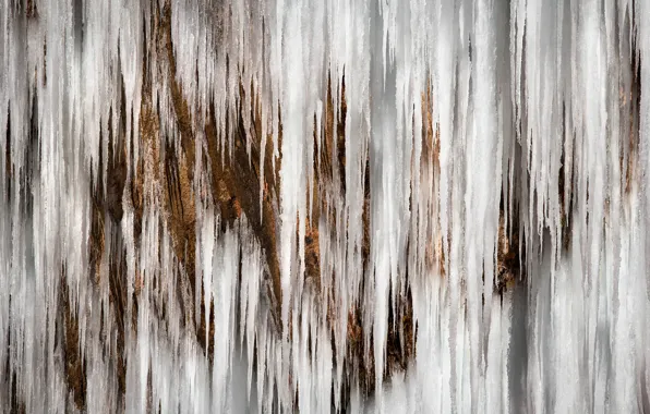 Waterfall, icicles, Rock