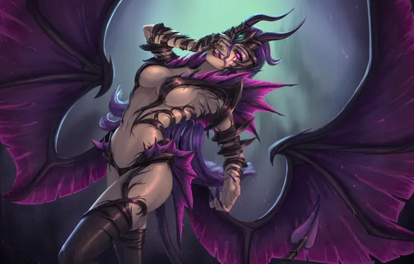 Chest, girl, wings, the demon, vampire, succubus, mara