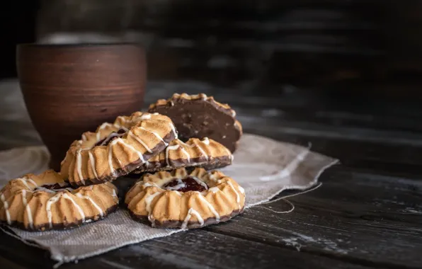 Picture chocolate, cookies, cakes, jam, filling