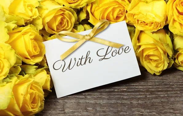 Picture roses, bouquet, yellow, flowers, romantic, roses, with love