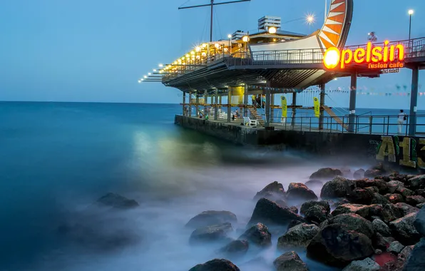 Picture sea, night, Wallpaper, excerpt, Yalta