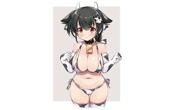 Girl, sexy, cleavage, thighhighs, long hair, boobs, anime, beautiful