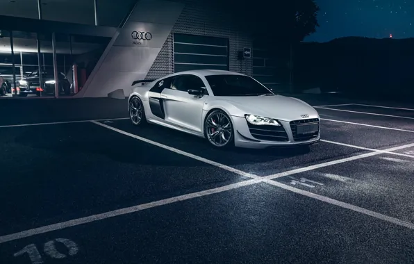 Audi, Dark, Front, Night, White, Supercar, Automotive