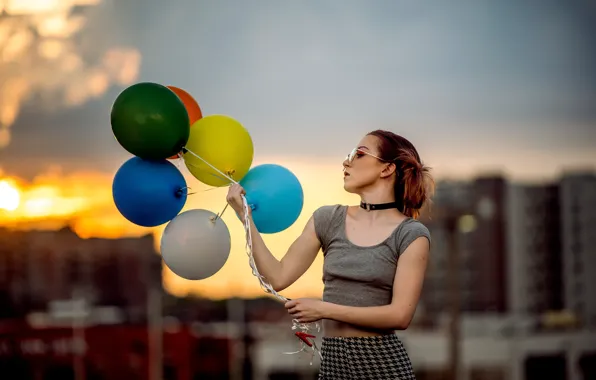 Picture girl, background, balls