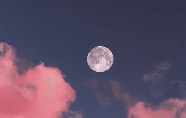 The sky, clouds, the moon, the full moon