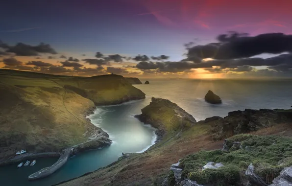 Picture coast, England, Cornwall, Boscastle Harbour