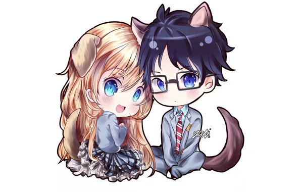 Shigatsu wa Kimi no Uso chibi by xiibi on DeviantArt