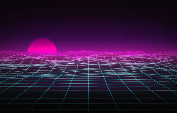 The sun, Music, Space, Background, Neon, 80's, Synth, Retrowave
