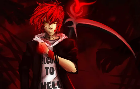 Background, art, braid, guy, Akai Scythe