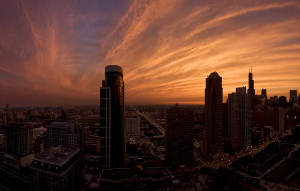 Picture sunset, the city, lights, background