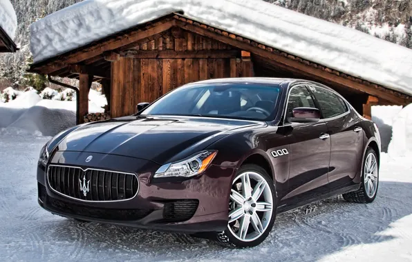 Snow, Maserati, Quattroporte, car, Maserati, Italian