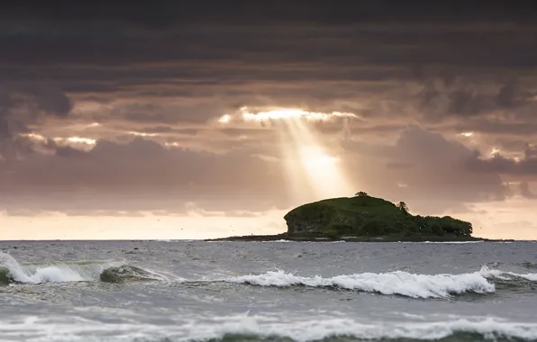 Picture sea, light, sunset, island