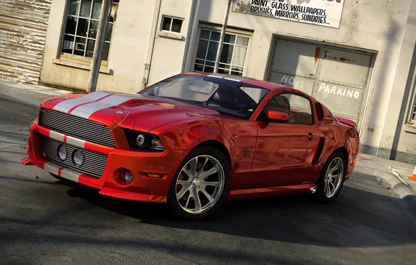 Red, tuning, Mustang Custom