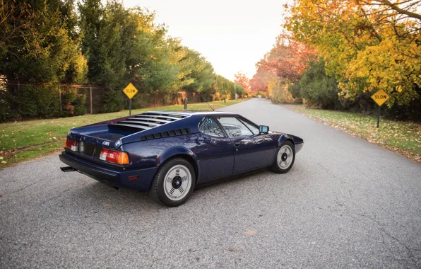 Picture BMW, on the road, BMW M1, dark blue, E26, M1