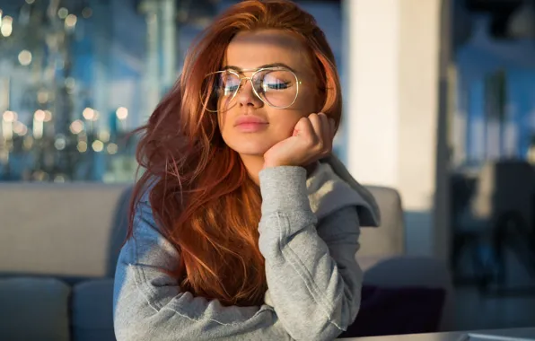 Girl, glasses, sponge, the beauty, redhead