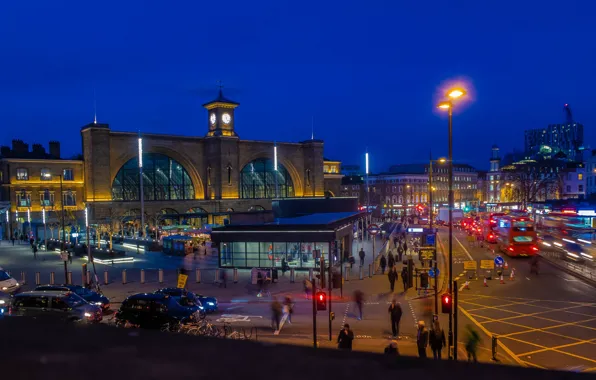 Picture lights, London, the evening, Kings Cross