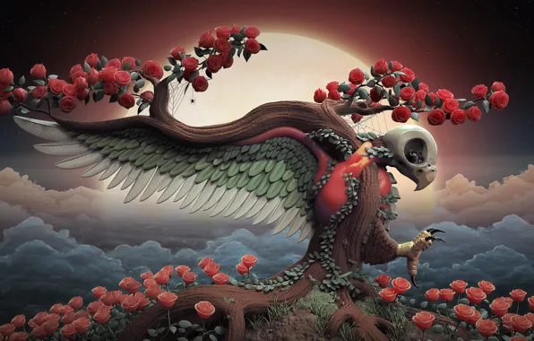 Flowers, rendering, roses, Tree of Life, Mark Van Haitsma