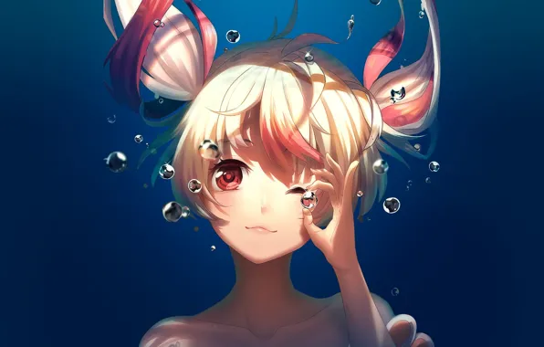 Bubbles, anime, under water, pink hair, anime girls