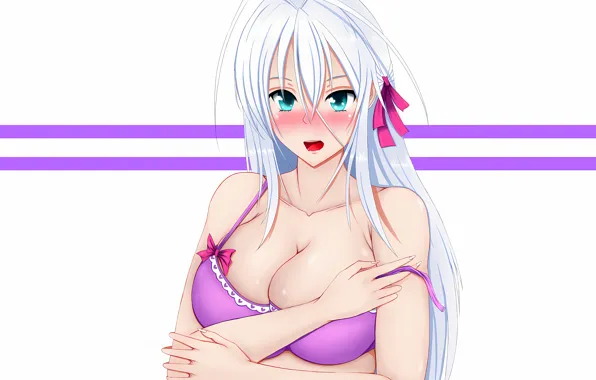 Wallpaper girl, sexy, lingerie, bra, cleavage, long hair, boobs, anime