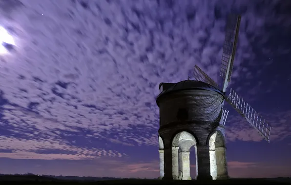 The sky, night, mill