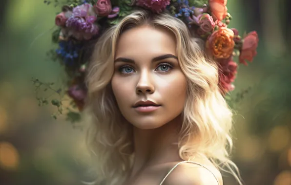 Picture look, girl, face, portrait, AI art, neural network