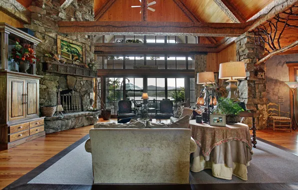 Design, space, style, Villa, interior, fireplace, living room, Antiques
