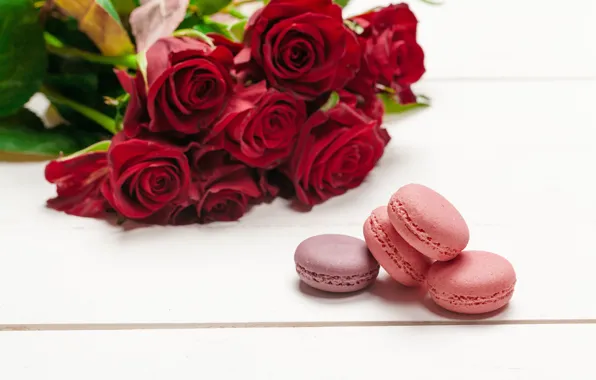 Bouquet, cookies, red, roses, almond