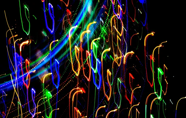 Bright colors, lights, lights, neon, neon, bright colors, glowing lines, glowing lines