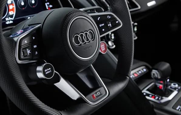 Audi, the wheel, supercar, Audi R8, salon, Coupe, V10, 2020