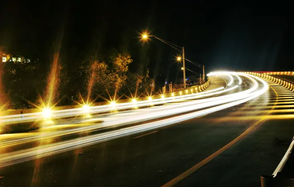 Night, the city, lights, street