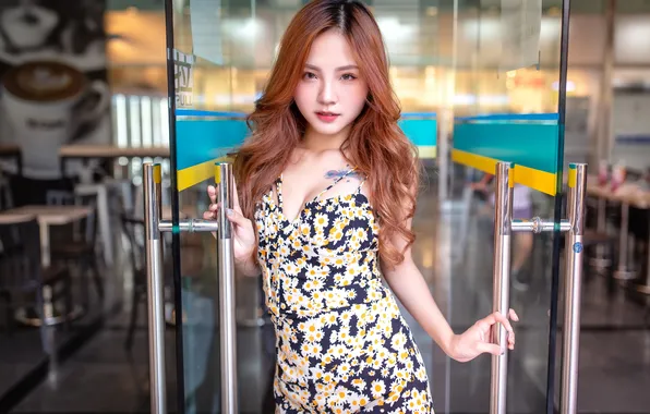 Look, model, portrait, hands, makeup, door, figure, dress